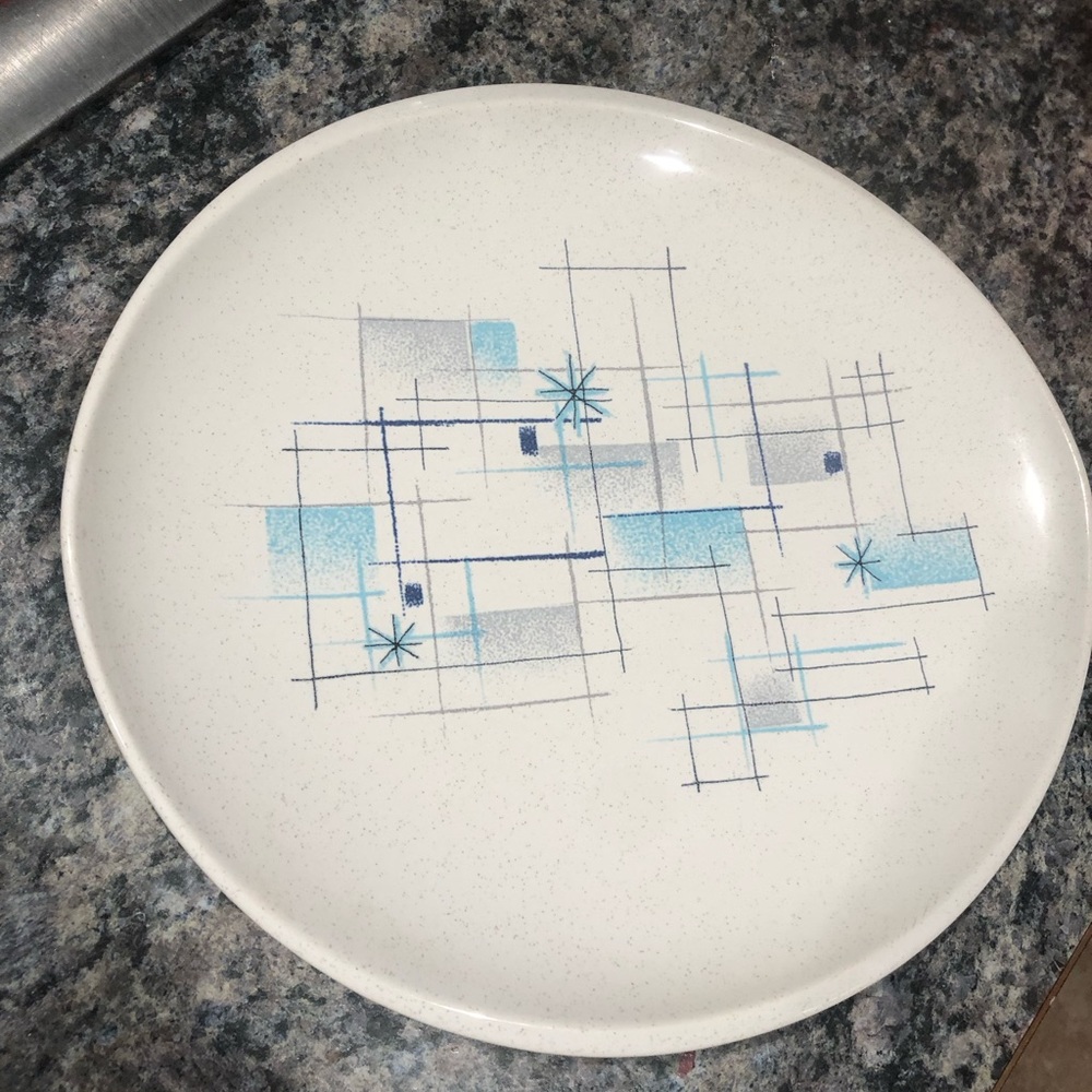 4 VINTAGE Franciscan Pottery Oasis Blue Mid-Century 1962 Serving Platter